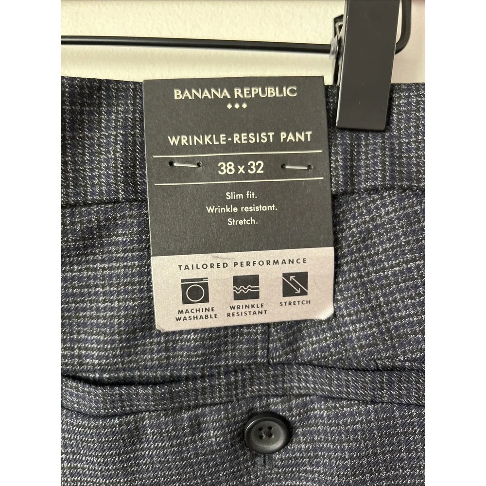 Men's Banana Republic Slim Fit Plaid Dress Trouser Pants size 38x31 NWT